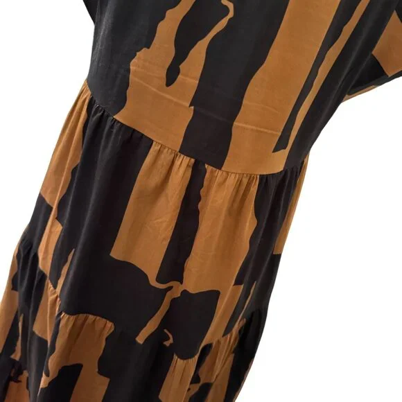 Crosby Watts Cotswold Abstract Print Midi Dress With High Collar Size XS - Picture 7 of 11